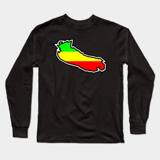 Gabriola Island Silhouette in Rasta Rastafarian Flag Colours - Rastafari - Gabriola Island Long Sleeve T-Shirt
